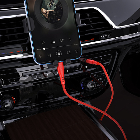 AUX Audio кабель 3,5 мм на Lightning, UPA18, HOCO, красный