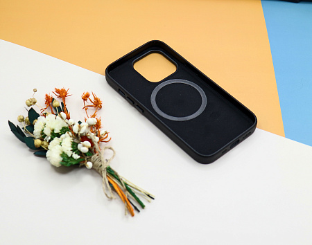 Чехол силиконовый для iPhone 13 Pro (6.1), Магнитный (MagSafe), экокожа, X-CASE, черный