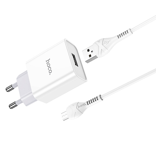 Сетевое зарядное устройство, 1 USB 2.1A (C81A), HOCO, Micro, белый