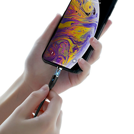 USB дата кабель Lightning, HOCO, U76, магнитный, черный