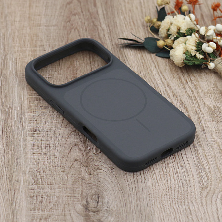 Чехол-накладка для iPhone 17 Pro Max, Silicon Case, магнитный (MagSafe), с дизайном, без лого, X-CASE, угольно-серый