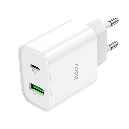 Сетевое зарядное устройство, 1 PD 20W + 1 USB 3.0 QC (C80A Plus), HOCO, белый