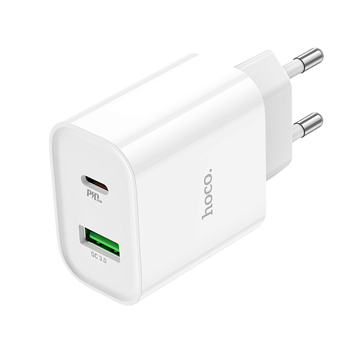 Сетевое зарядное устройство, 1 PD 20W + 1 USB 3.0 QC (C80A Plus), HOCO, белый