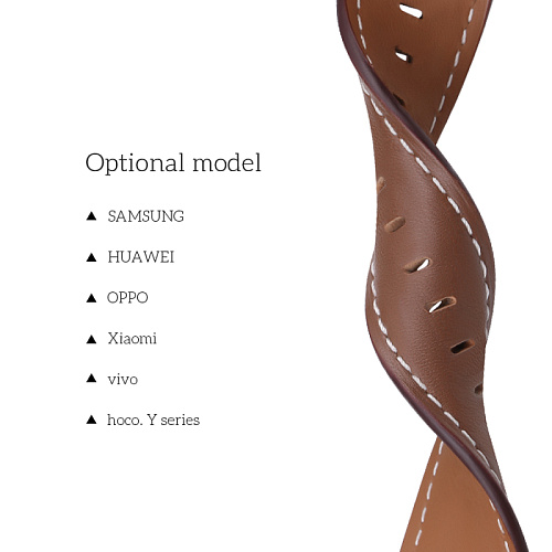 Ремешок на руку универсальный для умных часов 20мм, HOCO, WH10, кожаный, коричневый