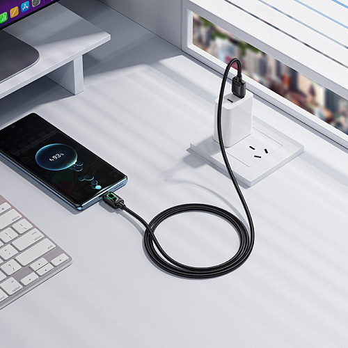 USB Кабель Type-C, HOCO, U146, 1.2 метра, с дисплеем, цвет черный, ток до 3А