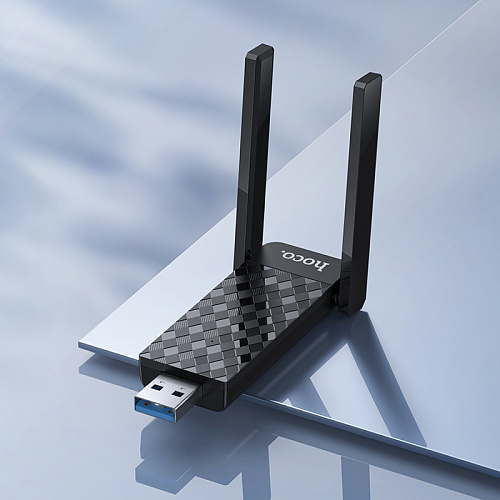 Адаптер WiFi6 USB, HI34, HOCO, 2 антенны, вес: 40g, цвет черный