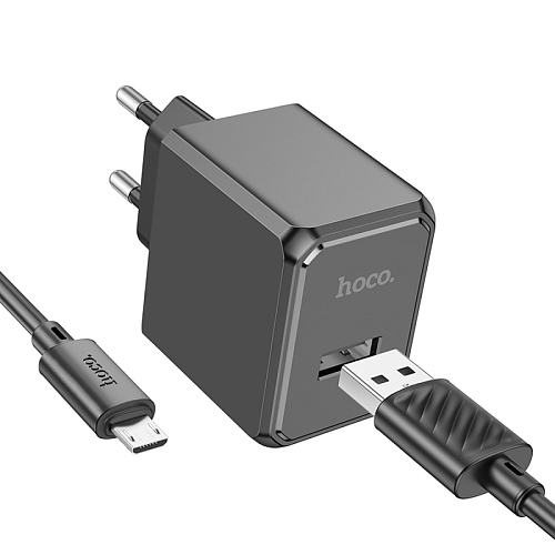 Сетевое зарядное устройство, 1 USB 2.1A (CS11A), HOCO, Micro, черный
