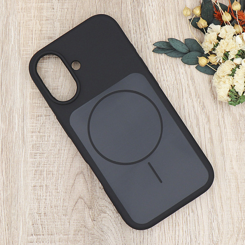 Чехол-накладка для iPhone 17, Silicon Case, магнитный (MagSafe), с дизайном, без лого, X-CASE, черный