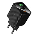 Сетевое зарядное устройство, 1 PD 30W + 1 USB 3.0 QC (CS84A), HOCO, с дисплеем, черный