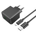 Сетевое зарядное устройство, 1 USB 3.0 QC 18W (CS12A), HOCO, Micro, черный
