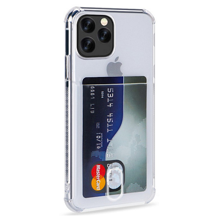 Чехол силиконовый для iPhone 14 Pro (6.1), с карманом для карты, X-CASE, прозрачный