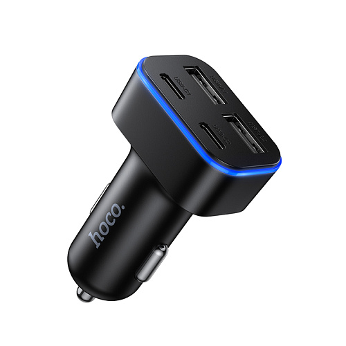 Автомобильное зарядное устройство, 2 USB 5V/2.4A + 2 PD 5V/3A (Z63), HOCO, черный