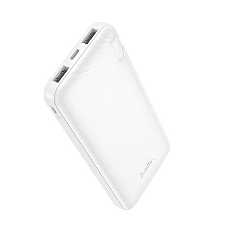 Универсальный Доп. Аккумулятор 10000mAh, J128, HOCO, выход: 2 USB (5V/2A), белый