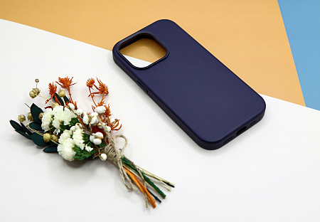 Чехол-накладка для iPhone 14 Pro, экокожа, магнитный (MagSafe), синий