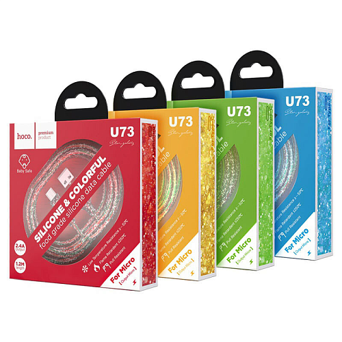 USB Кабель Micro, HOCO, U73, силиконовый, черный