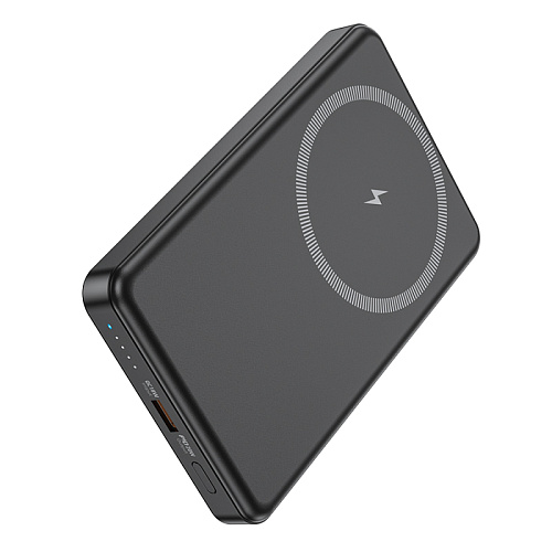 Универсальный Доп. Аккумулятор 5000mAh, J125, HOCO, выход: 1 PD 20W, беспроводная зарядка (MagSafe), черный
