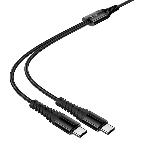 Кабель с 1 Type-C на 2 Type-C, X123, HOCO, 5V 3A, цвет черный