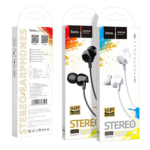 Проводные наушники M60 Perfect sound universal earphones with mic, черные