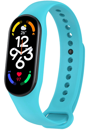 Ремешок на руку для Mi band 5/6/7, силиконовый, голубой