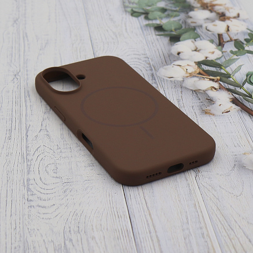 Чехол-накладка для iPhone 16, Silicon Case, магнитный (MagSafe), без лого, X-CASE, коричневый