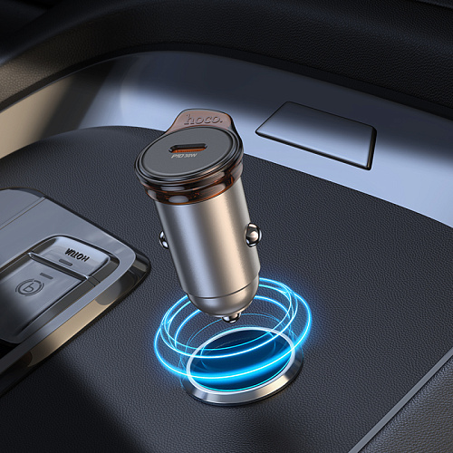 Автомобильное зарядное устройство, 1 PD 30W (NZ16), HOCO, серый