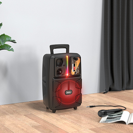 Колонка BS37, +1 проводной микрофон, Dancer outdoor wireless speaker , HOCO, черная