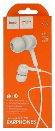 Проводные наушники M82, La musique universal earphones, HOCO, вакуумные с микрофоном, белые