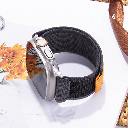 Ремешок на руку для Apple Watch 38/40/41/42 мм, HOCO, WA14, нейлоновый, черный с серым