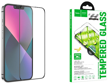 Защитное стекло на iPhone 13 mini (5.4) A12 Plus, HOCO, Nano 3D full screen edges protection tempered glass, черное