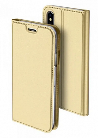 Чехол-книжка для iPhone X/XS, DU DU, боковой, золотой