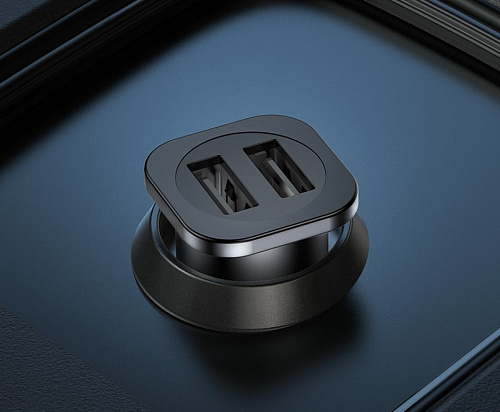 Автомобильное зарядное устройство, 2 USB 2.4A (NZ4), HOCO, черный