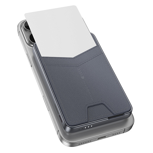 Универсальный Доп. Аккумулятор 5000mAh, Q46, HOCO, 1 PD 20W, беспроводная зарядка, карман для карты, с подставкой, серый