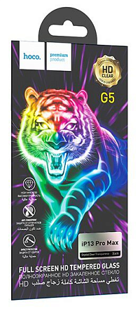 Защитное стекло на iPhone 13 Pro Max (6.7)/14 Plus, G5, HOCO, Full screen silk screen HD, черное