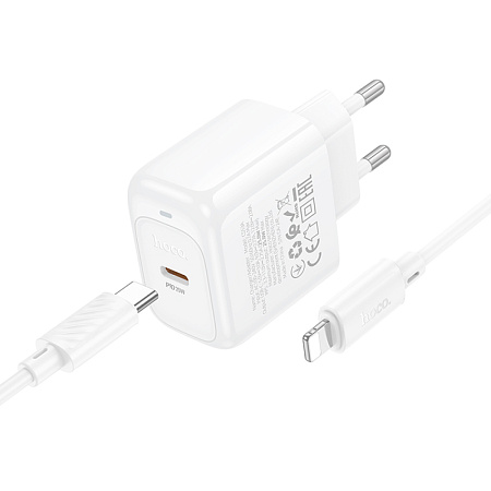 Сетевое зарядное устройство, 1 PD 25W (CS53A), HOCO, Type-C to Lightning, белый