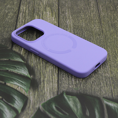 Чехол-накладка для iPhone 15 Pro Max, Silicon Case, магнитный (MagSafe), без лого, X-CASE, сиреневый