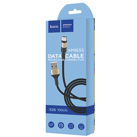USB Кабель Micro, HOCO, X26, черно-золотой