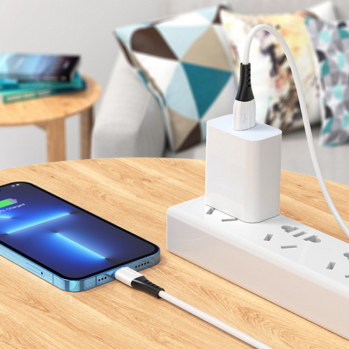 USB дата кабель Lightning, HOCO, X82, 1м, силиконовый, белый