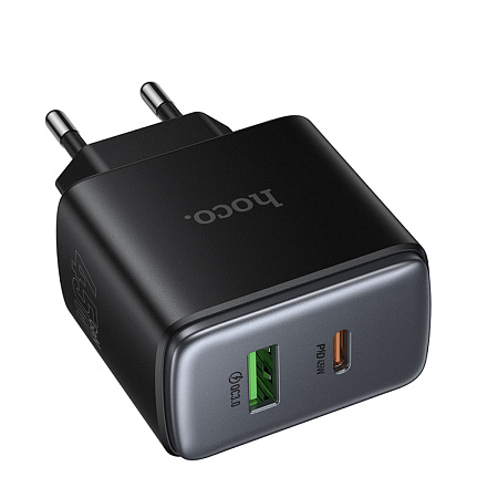 Сетевое зарядное устройство, 1 PD 45W + 1 USB 3.0 QC (C158A), HOCO, черный
