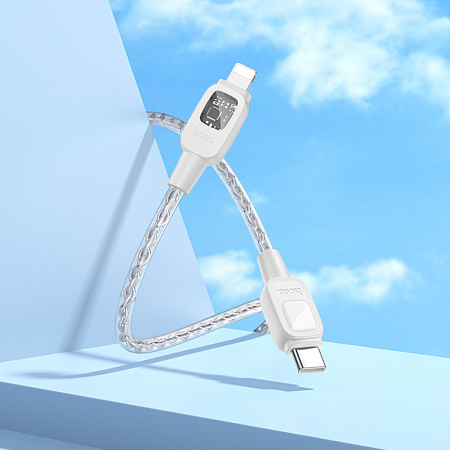 Кабель Lightning to Type-C (PD), HOCO, U124, 1.2м, силиконовый, серый