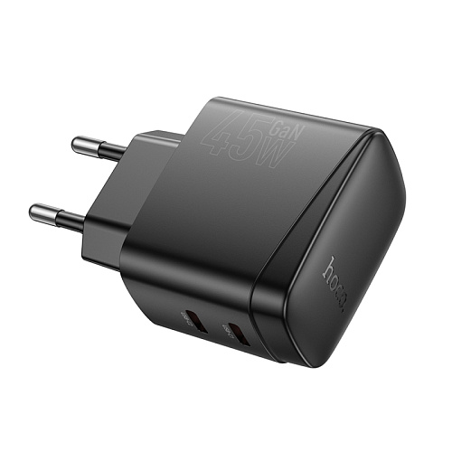 Сетевое зарядное устройство, 2 PD 45W (CS62A), HOCO, черный