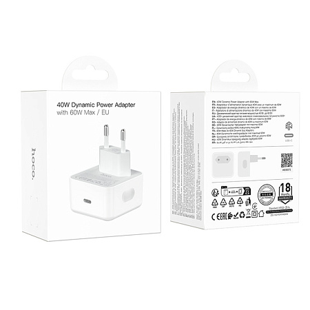 Сетевое зарядное устройство, 1 PD 40W (C161A), HOCO, цвет белый