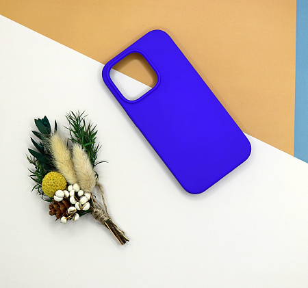 Чехол-накладка для iPhone 14 Pro, Silicon Case, без лого, пурпурно-синий