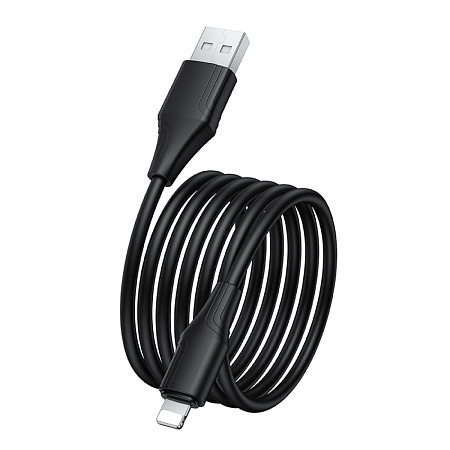 USB дата кабель Lightning, HOCO, X124, 1 метр, ток до 2.4A, цвет черный