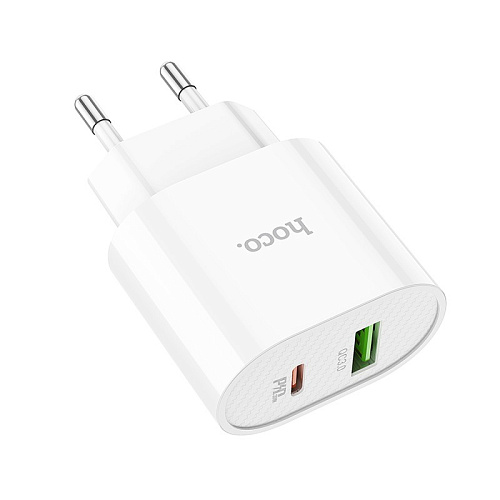 Сетевое зарядное устройство, 1 PD 20W + 1 USB 3.0 QC (C95A), HOCO, белый