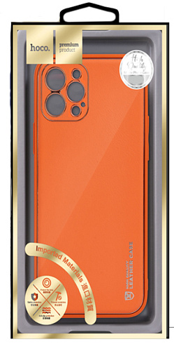 Чехол силиконовый для iPhone 13 Pro Max (6.7), Graceful Leather series, HOCO, оранжевый
