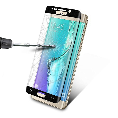 Защитное стекло на Samsung G928F, Galaxy S6 Edge Plus, с загибом, черное, X-CASE
