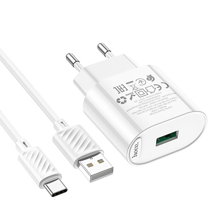 Сетевое зарядное устройство, 1 USB 3.0A 18W (C109A), HOCO, Type-C, белый
