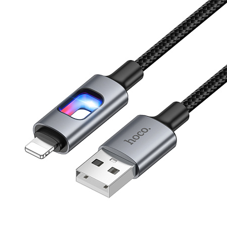 USB дата кабель Lightning, HOCO, U144, 1.2 метра, цвет черный