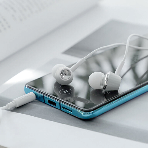 Проводные наушники M70 Graceful universal earphones with mic,hoco, белые