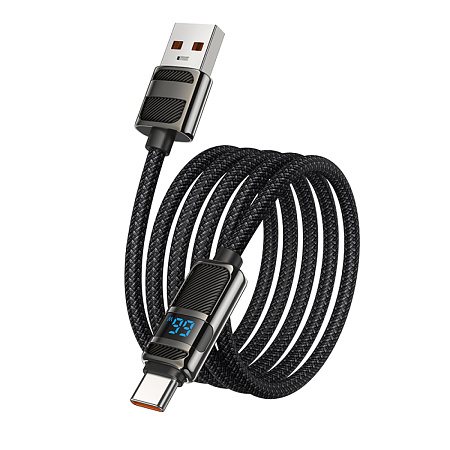 USB Кабель Type-C, HOCO, U137, 1.2м, 5A с дисплеем, черный
